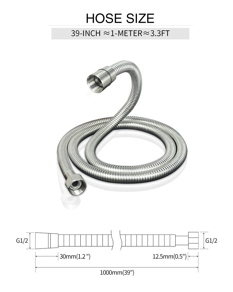 PHASAT 39-Inch short Indoor Outdoor Shower Tube Replacement Stainless Steel Handheld Shower Hose,Brushed Nickel,A3107N-1.0 - Image 2